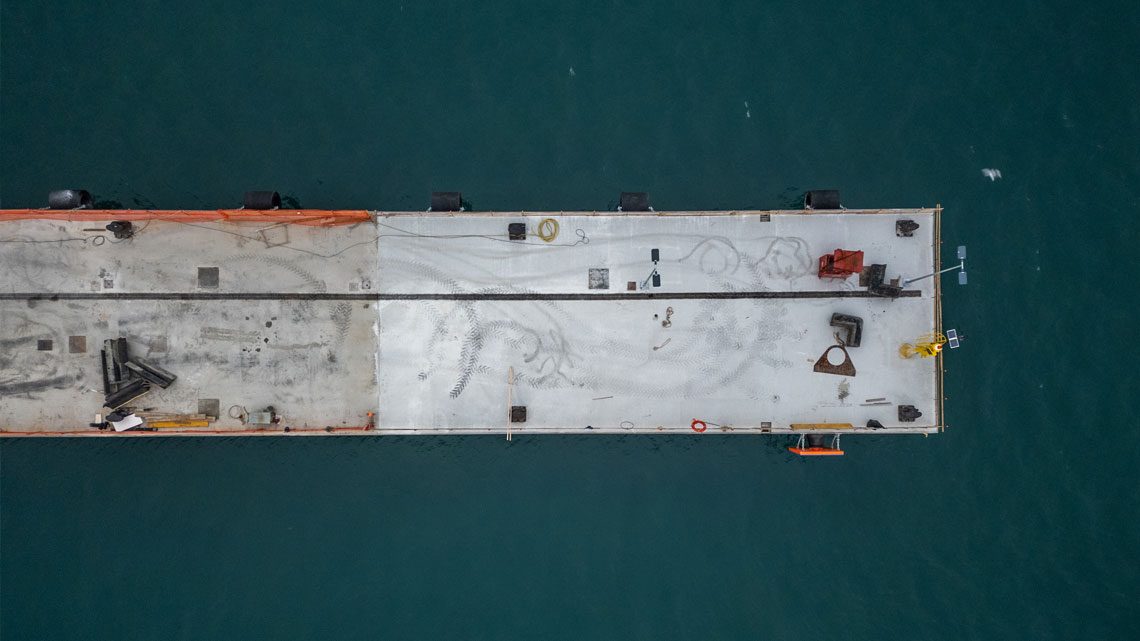 Porto di Genova: nuovo impalcato tra i bacini di carenaggio 4 e 5, vista aerea